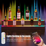 Bingoday LED Liquor Shelf with Acrylic Bottle Display Shelves Wood Rack Wine Retro Bar Cabinets for Home Commercial Bar Party (Walnut, 2 step-38in) Bingoday