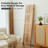 Asnefeli 4 Panel Room Divider, 5.6 FT Folding Privacy Screen Room Divider, Partition Divider for Room Separation, Room Partition Separator, Wooden Wall Divider Screen for Home Office Bedroom (Natural) Asnefeli