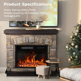 PUKAMI Electric Fireplace with Mantel, Freestanding Stone Fireplace Heater TV Stand with Remote Control, Realistic Flame Effect and 3D Log, 750W/1500W (40 inch) PUKAMI