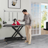 YITAHOME 49 Inch Professional Electric Dog Grooming Table, w/Leveling Wheels Grooming Table for Dogs at Home, w/Aluminum Large Dog Grooming Station, Anti Slip Tabletop & Tool Organizer Black YITAHOME