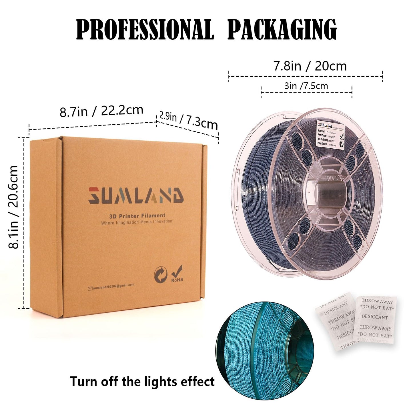 SUMLAND PLA Filament 1.75mm,3D Printer Filament UV Light Glitter PLA, Black Blue Starry Sky Filament 3D Printing Filament 1.75mm+/-0.02mm,1KG/2.2lb - WoodArtSupply