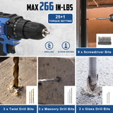 COMOWARE 120 Pcs Home Tool Kit with Drill, 20V Power Tool Combo Kits with 2.0 Ah Li-ion Battery & Charger, 25+1 Clutch, Tool Sets for Men, Household Tool Set for Garden Office Home Repair, Blue Case COMOWARE