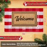Christmas Red and White Plaid Rug 27.5 x 43 Inches, Hand-Woven Indoor/Outdoor Layered Cotton Blend Buffalo Plaid Rug, Washable Front Door Mat, Perfect for Porch, Living Room, Entryway PIXFAIRY