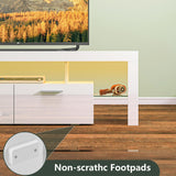 Clikuutory Modern LED 63 inch Long TV Stand with Large Storage Drawer for 50 55 60 65 70 75 Inch TVs, White Wood TV Console with High Glossy Entertainment Center for Living Room, Bedroom, White Clikuutory