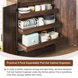 Hlivelood Farmhouse Kitchen Pantry Cabinet with 3 Drawers,71" Tall Rustic Wood Storage Cabinet with 6 Door Shelves,with Load-Bearing Steel Pipe,Pantry Organizers for Kitchen,Dining Room(Brown) Hlivelood