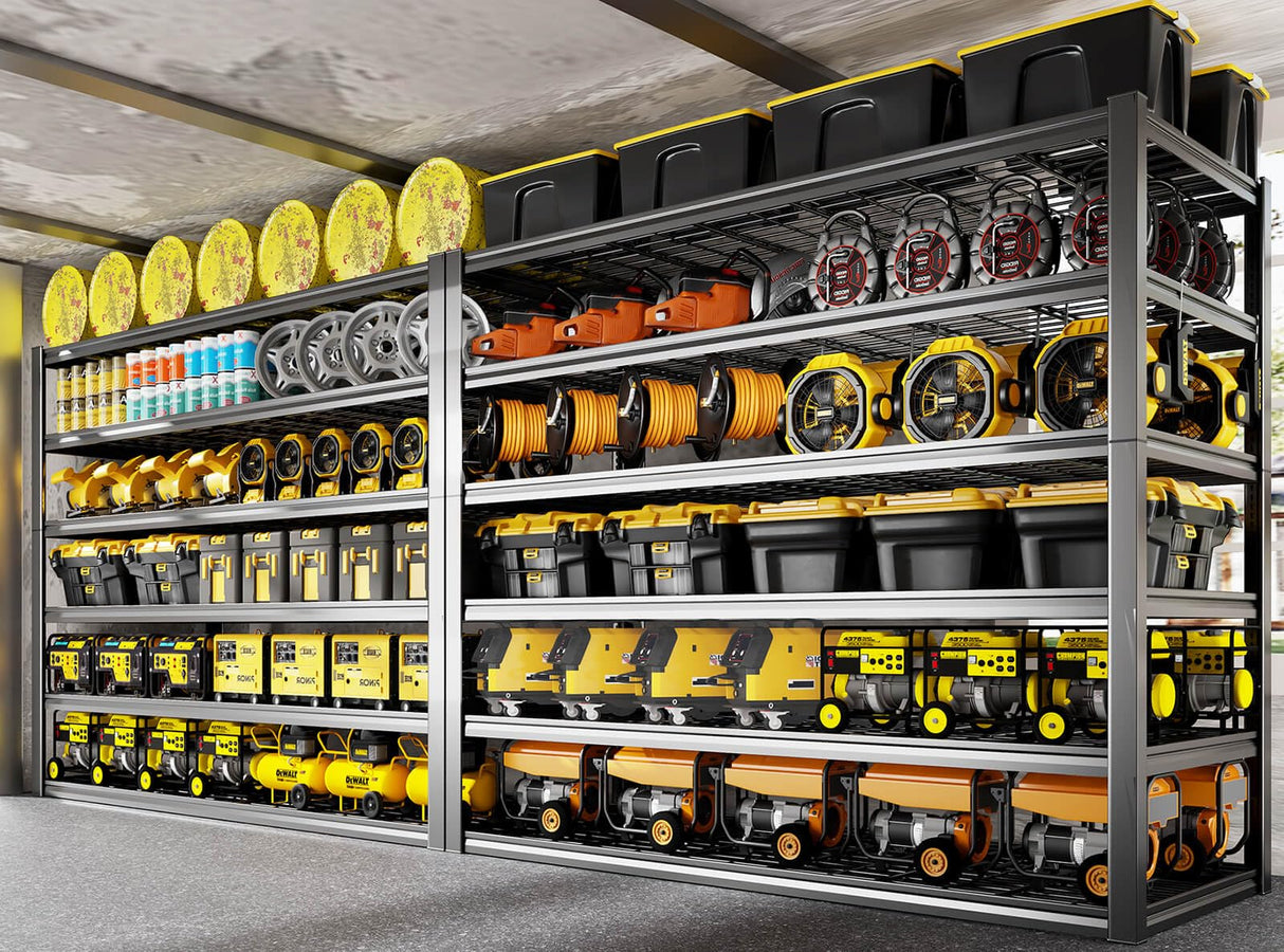 PMKES 6 Tier Garage Shelving Heavy Duty, 50" WGarage Shelves, 50" W x 84" H x 24" D Adjustable Storage Shelving Unit, Commercial Metal Shelves for Warehouse, Basement, Shop,2 Pack PMKES