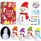 Christmas Crafts for Kid Adult, DIY Snowman Figurines, Art & Craft Supplies Painting Kits, Paint Your Own Lamp DIY Gift for Christmas Activities for Toddler Gril Boy Age 3 4 5 6 7 8 9 10 11 12 13 FUNZBO