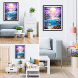 MXJSUA Ocean Scene Diamond Painting Kits for Adults, 5D Dolphin Diamond Art Kits for Beginners, DIY Full Drill Paint with Diamond, Home Wall Decor 12x16 Inch MXJSUA