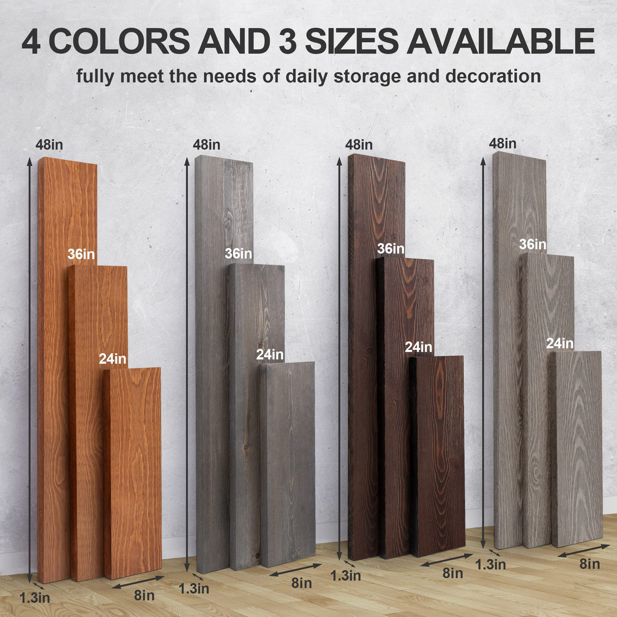 Axeman 2 Pack Rustic Floating Shelves, Distressed Grey Wood Floating Shelves for Wall 24 Inches Long, 8 Inch Deep Farmhouse Shelves for Living Room Bedroom Laundry Room Garage Farmhouse - Grey Wash Axeman