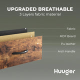 Huuger TV Stand for 65, 70, 75 Inch TV, Entertainment Center with Power Outlets and LED Lights, TV Console for Living Room, Media Console with Drawers and Shelves, Rustic Brown Huuger