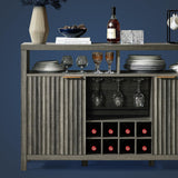 Oxford Wine Bar Cabinets with Storage - 51" Sideboard Buffet Cabinet for Home, 32.8" Tall Liquor Bar Cabinet for Kitchen (Midnight Oak) OAKHAM HOME