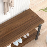 FOLUBAN Entryway Bench with Shoe Storage, Modern End of Bed Bench, Wood and Metal Entry Bench for Hallway Front Door Entrance, Industrial Indoor Bench for Bedroom Living Room, Rustic Walnut, 47 Inch FOLUBAN