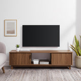 Walker Edison Walton Modern Fluted-Door Low Stand for TVs up to 65 Inches, 58 Inch, Mocha Walker Edison