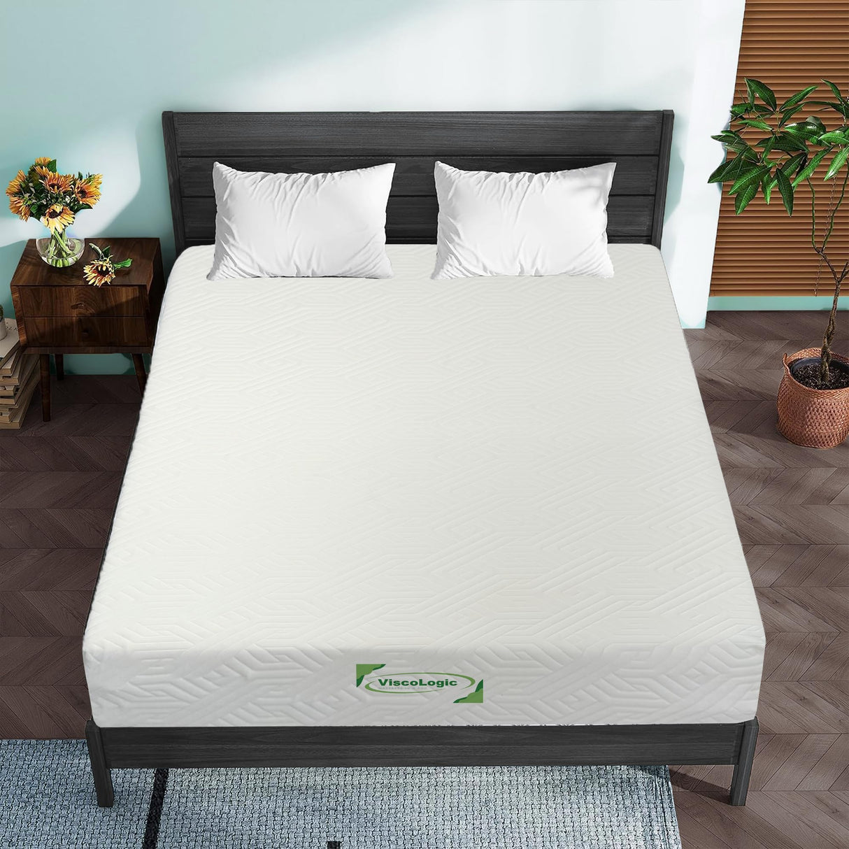 Viscologic 6 Inch Twin Mattress Gel Infused Cool Sleep & Pressure Relief, Medium Firm Mattress CertiPUR-US Certified, Bed in a Box High Density Supportive Reversible Removable Zippered Cover Viscologic