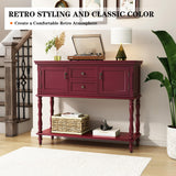 ARTPOWER Console Table with 2 Door, Open Storage Shelf and Retro Entryway Table with 2 Drawers Cabinets, Accent Table, Behind Couch Table for Living Room, Foyer and Hallway, Red ARTPOWER