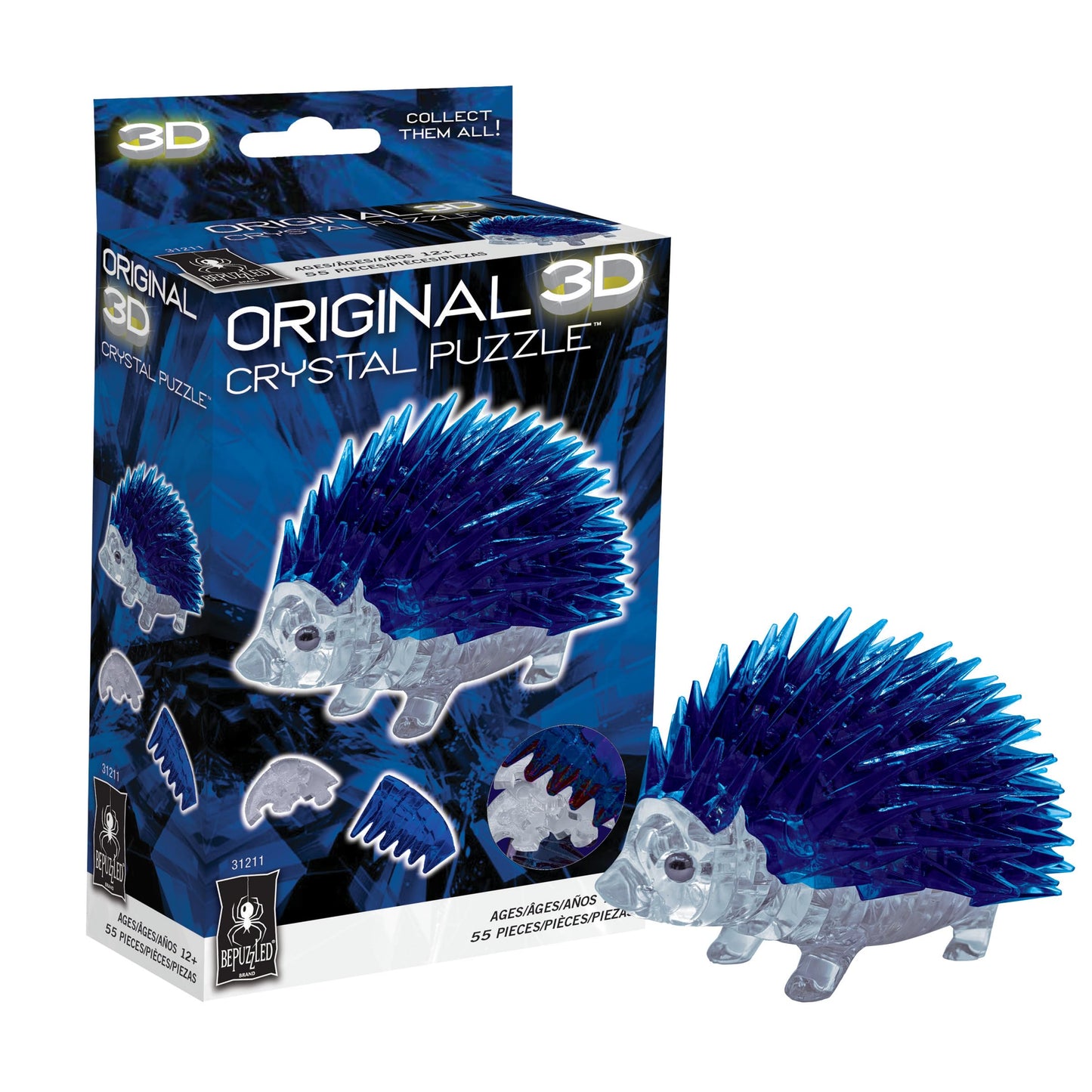 BePuzzled | Hedgehog Standard Original 3D Crystal Puzzle, Ages 12 and Up