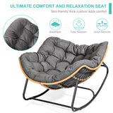 SWITTE Outdoor Rocking Egg Chair, Indoor Papasan, Rattan Wicker Lounge, Modern Royal for Bedroom, Living Room, Porch, Garden, Lawn - Dark Grey SWITTE