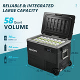 EUHOMY 12 Volt Refrigerator, 59QT(55L) 12V Fridge APP Control, Electric Cooler 12/24V DC 110-240V AC, Car Refrigerator 0℉~68℉, 12 Volt Cooler for Camping, Trip, Truck, Boating, Outdoor EUHOMY