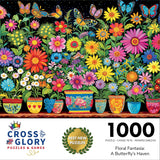 Cross & Glory - Floral Fantasia: A Butterfly's Haven - 1000 Piece Jigsaw Puzzle for Adults | Glare-Free | Colorful Garden and Butterfly Scene | Flower Puzzle Cross & Glory