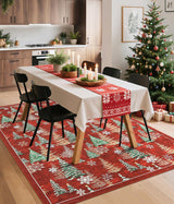 GarveeHome Red 8x10 Christmas Rug Living Room Rug Non Slip Washable Stain Resistant 8x10 Washable Rugs Christmas Tree Snow Print Low Pile Soft Holiday Decor Carpet for Bedroom Laundry Room GarveeHome