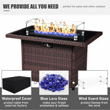 LayinSun 7 Pieces Outdoor Patio Furniture Set with Fire Pit Table, Rattan Wicker Swivel Rocker Chairs Sets with Swivel Glider Chairs and Coffee Table LayinSun