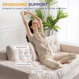 MAXYOYO 3 Seater Couch for Living Room, Boneless Couch with Tufted Cushion & Backrest, Upholstered Floor Sofa, Sofa in A Box, Beige MAXYOYO