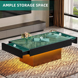 YITAHOME LED Game Coffee Table with 2 Drawers Storage, Rectangle Modern Gaming Black Coffee Tables Engineered Wood Low Coffee Tables for Living Room Decor, Farmhouse Rustic Center Table, Black YITAHOME