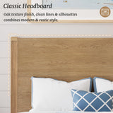 Cozyman Solid Oak King Platform Bed Frame with Headboard – No Box Spring Needed, 800lb Capacity, Easy Assembly, Dark Oak Finish Cozyman