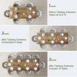 STHOUYN Farmhouse Rustic Extendable Dining Room Table for 8 10, 70.9" (86.6") x 31.5", Rectangular Dinner Table for 6-10, Mid Century Modern Expandable Retractable Wooden Kitchen Table (Brown) STHOUYN