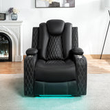 Naomi Home Chicago Recliner Chair in Black Air Leather – Modern Faux Leather Reclining Chair with Padded Armrests, Tufted Backrest, Push Back Mechanism – Living Room or Home Theater Seating Naomi Home