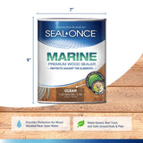 Seal-Once Marine Premium Wood Sealer - Waterproof Sealant - Wood Stain and Sealer in One - 1 Gallon & Clear Seal-Once