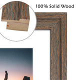 Golden State Art, 16x20 Picture Frame - Displays 11x14 Photo with Mat or 16x20 Without Mat, Wide Moulding Solid Wood Frame for Wall Display, Distressed Brown Golden State Art