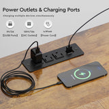 Maihail L Shaped Desk with Shelves,Reversible Computer Desk with LED Lights and Charging Station,Home Office Corner Desk with Monitor Stand,Brown2 Maihail