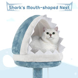 Yaheetech Cat Tree, 72.5inch Ocean-Themed Cat Tree Tower, Multi-Level Large Cat Tree for Indoor Cats with Shark's Mouth Bed & 2 Big Condos & 2 Wide Perches & Funny Toys, Blue & White Yaheetech