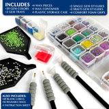 ArtSkills Diamond Painting Kit, Diamond Art Ready to Hang Framed Canvas with Storage and Accessory Kit, Northern Lights, 3 Stretched Canvas Panels, 14” x 7” Each ArtSkills