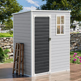 SELLERWE 5x3 FT Outdoor Storage Shed, Waterproof Thicker Small Resin Shed with Floor & Lockable Door & Window & Vents, Plastic Tool Shed for Backyard, Patio, Poolside, Outside, Dove Grey SELLERWE