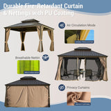 10' x 12' Hardtop Gazebo Outdoor Aluminum Gazebos Grill with Galvanized Steel Double Canopy for Patios Deck Backyard,Curtains&Netting by domi outdoor living domi outdoor living