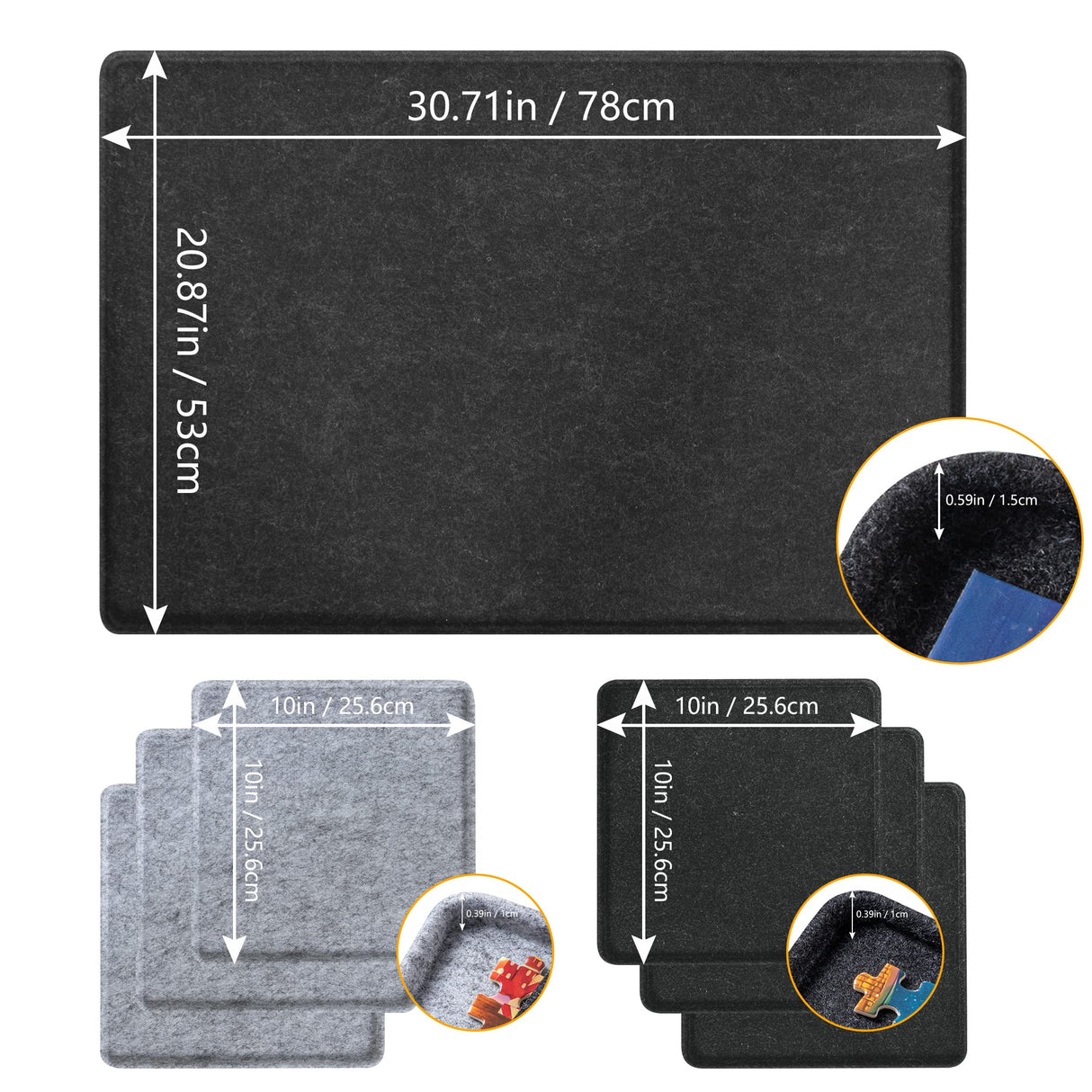 LAVIEVERT Jigsaw Puzzle Board with 6 Sorting Trays, Lightweight Portable Felt Puzzle Mat Puzzle Storage Puzzle Saver for Up to 1000 Pieces - Black LAVIEVERT