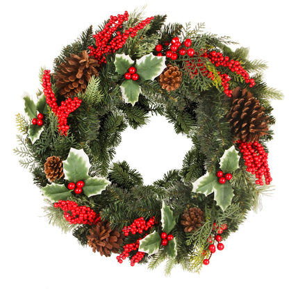 Christmas Wreath Front Door 24 Inch Artificial Christmas Wreath with Berry and Pine Branches Christmas Decorations Indoor and Outdoor Holiday Decorations