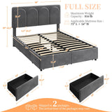 Yaheetech Full Bed Frame Upholstered Platform Bed with 4 Drawers Storage and Adjustable Headboard,Arch Channel Tufted Headboard,Sturdy Wood Slat Support,No Box Spring Needed,Dark Gray Full Bed Yaheetech