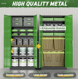 Greenvelly Metal Garage Storage Cabinet,72" Steel Locking Garage Storage Cabinet with Doors and Shelves,Metal Office Storage Cabinet for Home,School,Garage(Black Green 36" W x18 D) Greenvelly