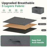 DUMOS Dresser for Bedroom with 7 Drawers, Storage Organizer Units Furniture, Chest Tower TV Stand with Fabric Bins, Metal Frame, Wooden Top for Nursery, Living Room, Kidsroom, Closet, Grey DUMOS