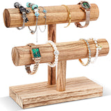 ProCase Bracelet Holder Display Bracelet Organizer, Wooden Bracelet Stand for Selling, T-bar Bangle Storage Rack Wood Watch Display Tower for Business - 2 Tier, Nature ProCase