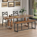 MAHANCRIS Dining Bench, 47.2 Inch Dining Table Bench, Rustic Kitchen Bench, Easy to Assemble, Steel Frame, for Kitchen, Living Room, Bedroom, Rustic Brown and Black TBHR0201 MAHANCRIS