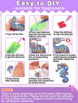 Diamond Art Kits for Kids - Crafts Gifts for Girls 8-12, 4 Pcs Double Sided Sea Animal Style Wind Chime, Hanging Crystal Rhinestone Painting Ornament Beeplove