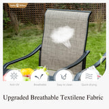 Sophia & William Patio Set with Umbrella 6 Pieces Outdoor Dining Set with 10ft 3 Tier Beige Patio Umbrella Windproof, 4 x Swivel Patio Dining Chairs, Patio Table and Chairs for Garden Backyard Sophia & William