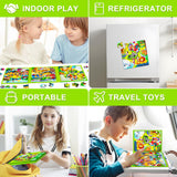 Magnetic Puzzles for Kids Ages 4-8, 3 in 1 Cartoon Jigsaw Puzzle Book, Kids Travel Puzzles Toys, Preschool Learning Toy for Kids 3-8 Year (Green Zoo) EREBADI