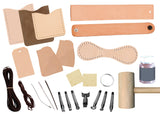Realeather Basic Leather Craft Starter Kit - Basic Tools and Leather to Make a Key Fob, Bag Tag, Wristband, Cell Phone and Card Sleeve Realeather