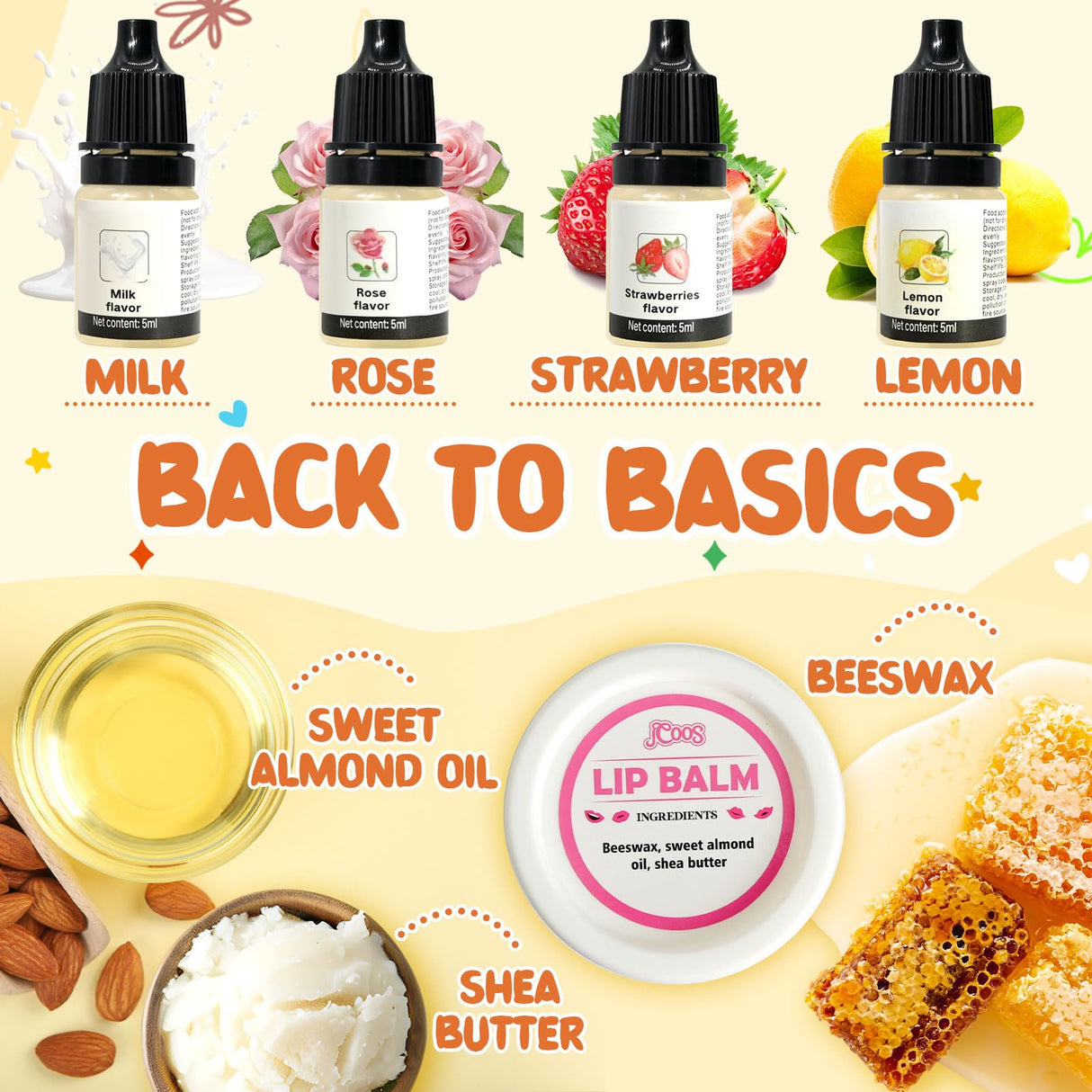 JCOOS DIY Lip Balm Making Kit - Kids Crafts, Make Your Own Lip Gloss, Beeswax & Shea Butter, Moisturizing Tubes Jcoos