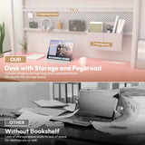 Dowinx L Shaped Desk with Pegboard and Drawers, Reversible 67” Gaming Desk with RGB Light and Power Outlet, Computer Corner Desk with Storage and Hutch for Game Office Home, Pink Dowinx